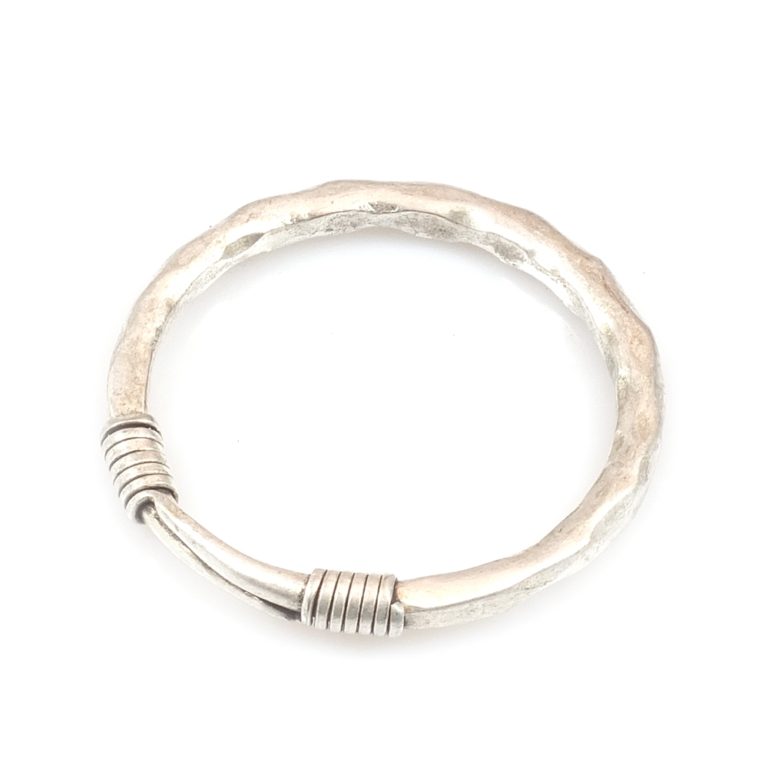 Tribal Silver Bangle with Coil Motif-1, Cambodia