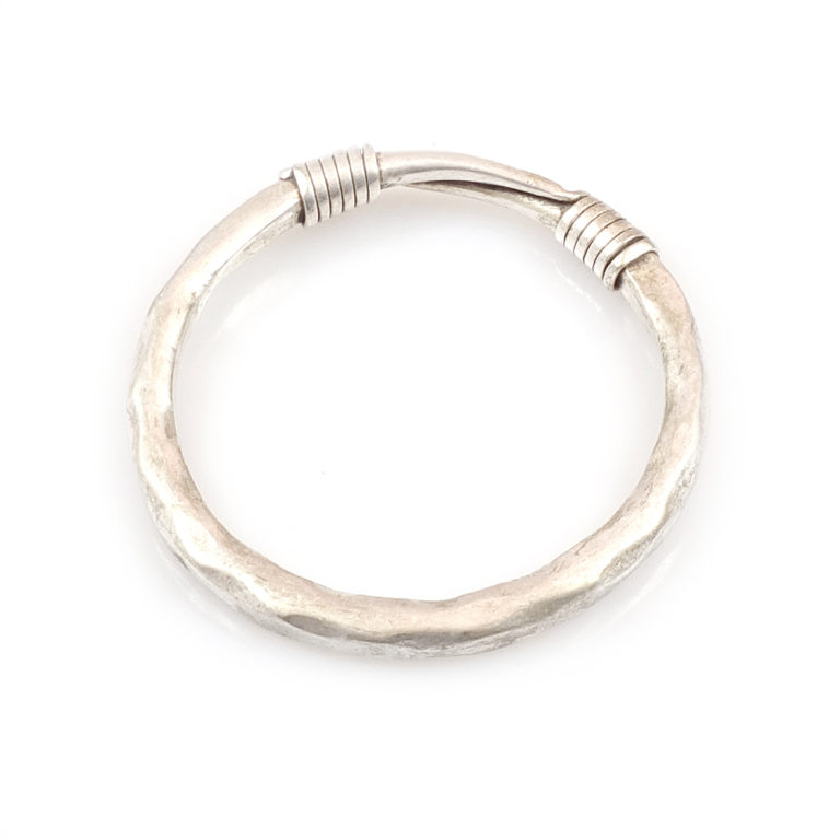 Tribal Silver Bangle with Coil Motif-1, Cambodia - Image 4