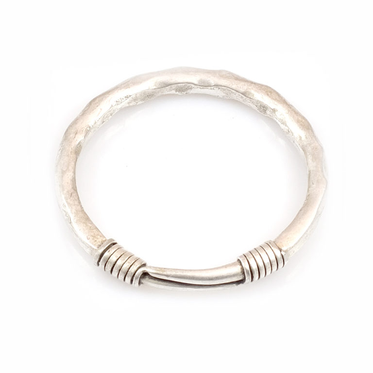 Tribal Silver Bangle with Coil Motif-1, Cambodia - Image 2