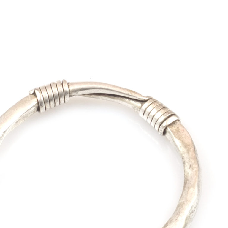 Tribal Silver Bangle with Coil Motif-1, Cambodia - Image 3