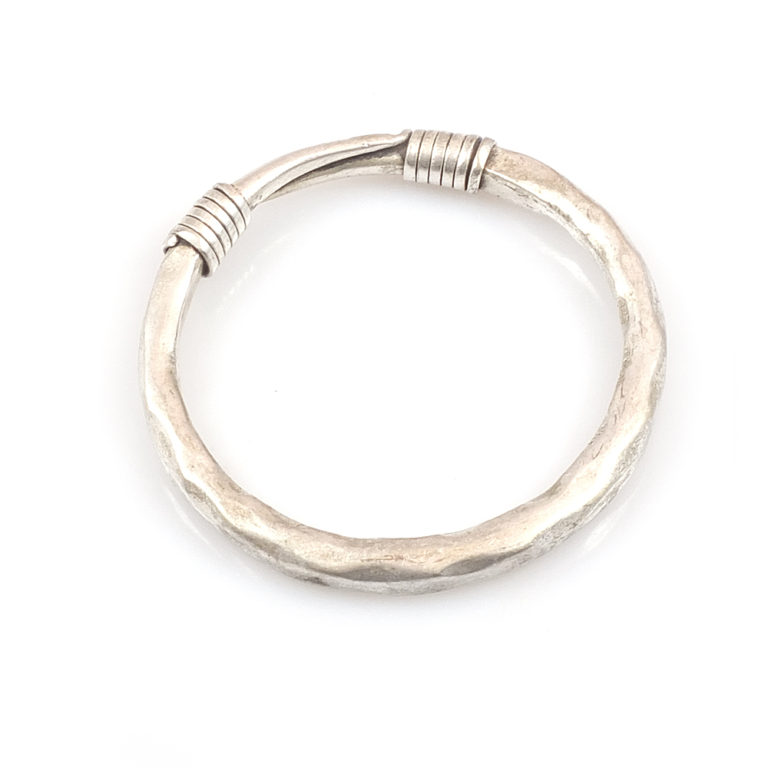 Tribal Silver Bangle with Coil Motif-1, Cambodia - Image 5