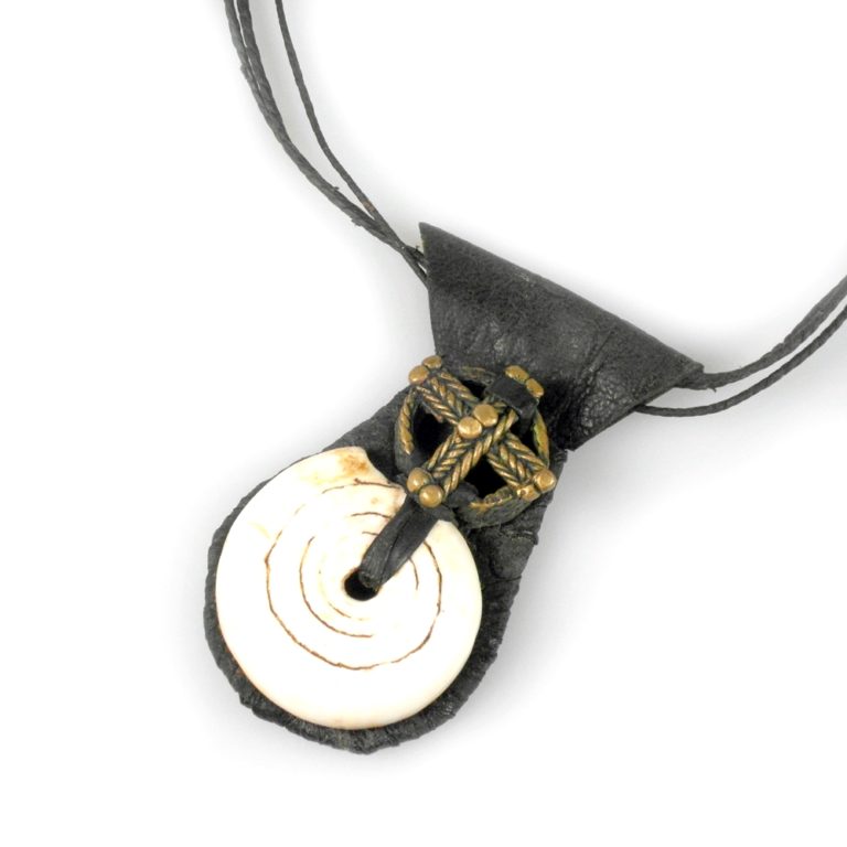 Tuareg Conch Shell and Leather Necklace, Mali - Image 2
