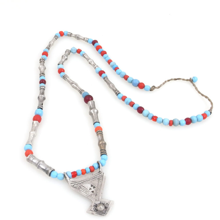 Tuareg Silver Takassa Neckalce with Beads 3, Niger