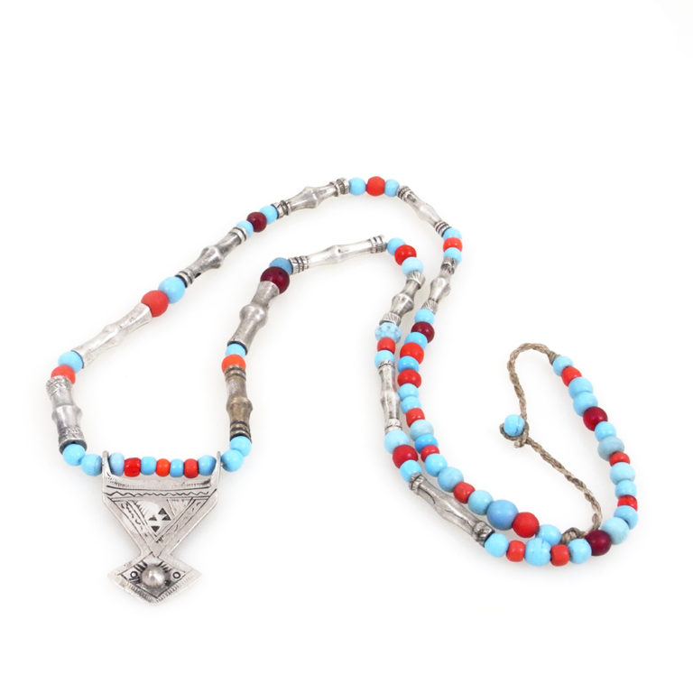 Tuareg Silver Takassa Neckalce with Beads 3, Niger - Image 2