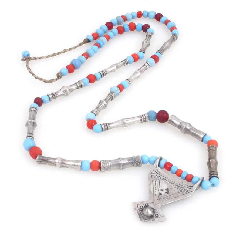 Tuareg Silver Takassa Neckalce with Beads 3, Niger - Image 4