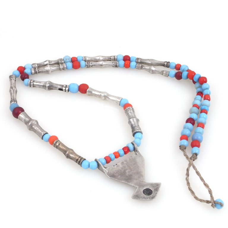 Tuareg Silver Takassa Neckalce with Beads 3, Niger - Image 5