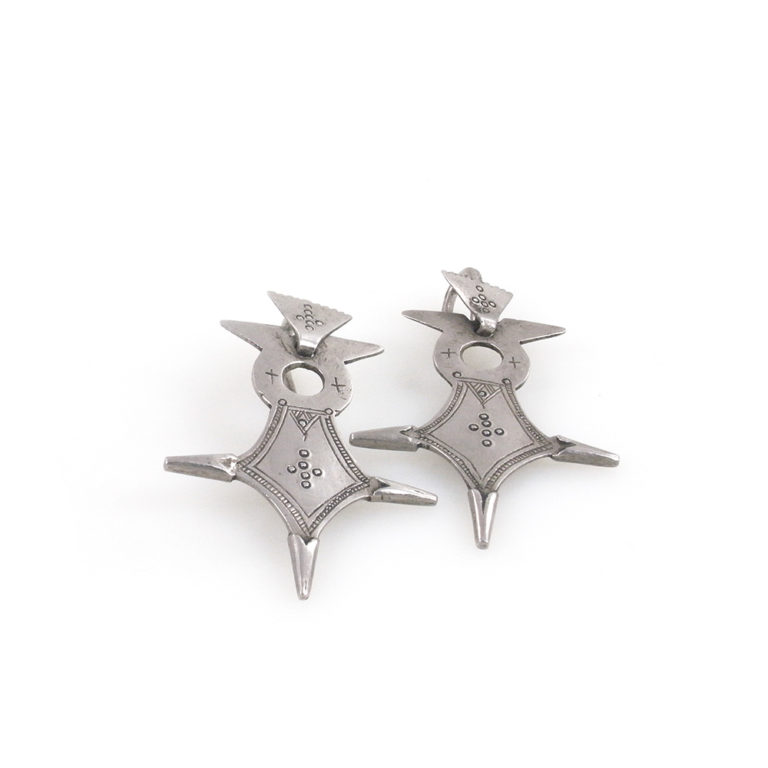 Tuareg Silver Earrings Agadez Cross, Mali