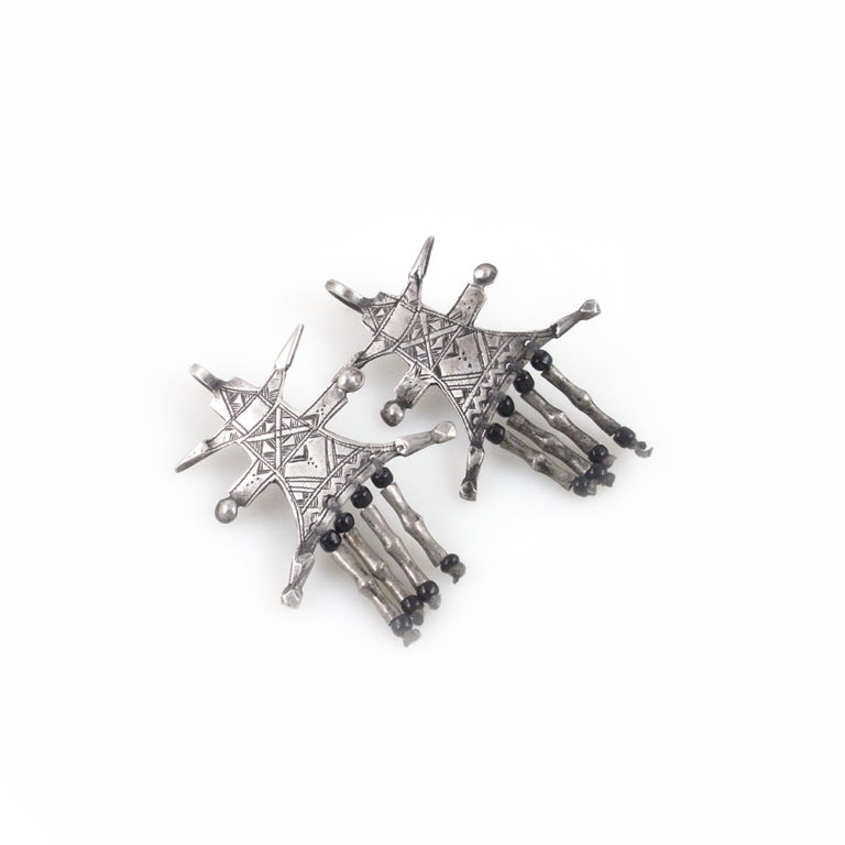 Tuareg Silver Earrings Camel Saddle, Niger