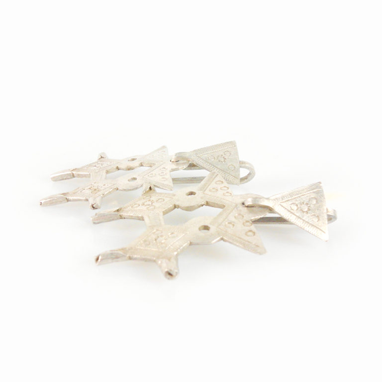 Vintage Tuareg Silver Earrings of Double Agadez Cross, Mali - Image 3