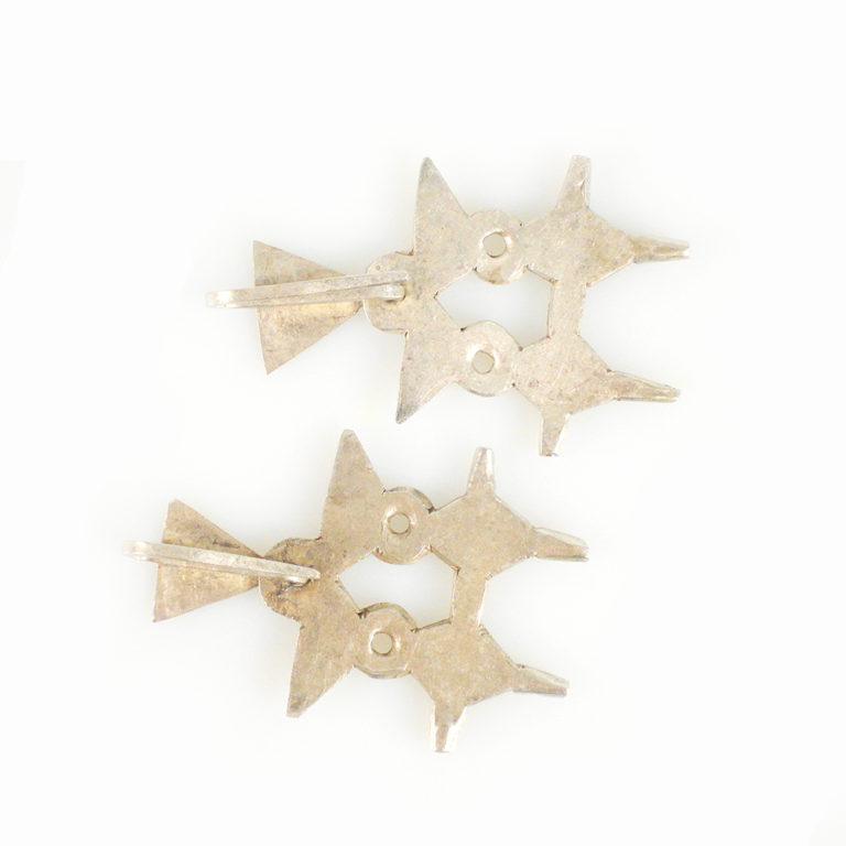 Vintage Tuareg Silver Earrings of Double Agadez Cross, Mali - Image 4