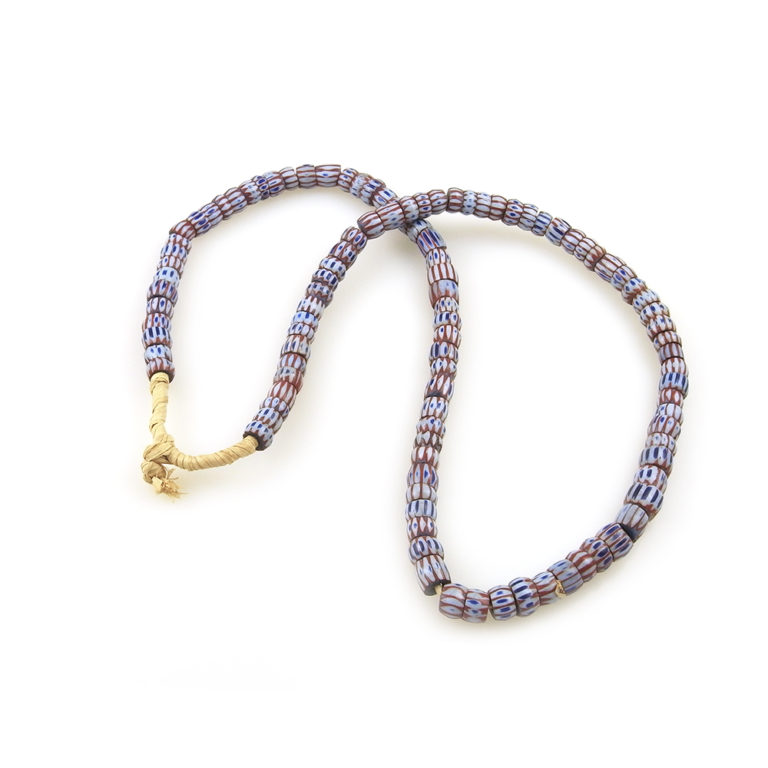 Antique Venetian Awale Chevron Glass Trade Beads Strand, Late 1800's