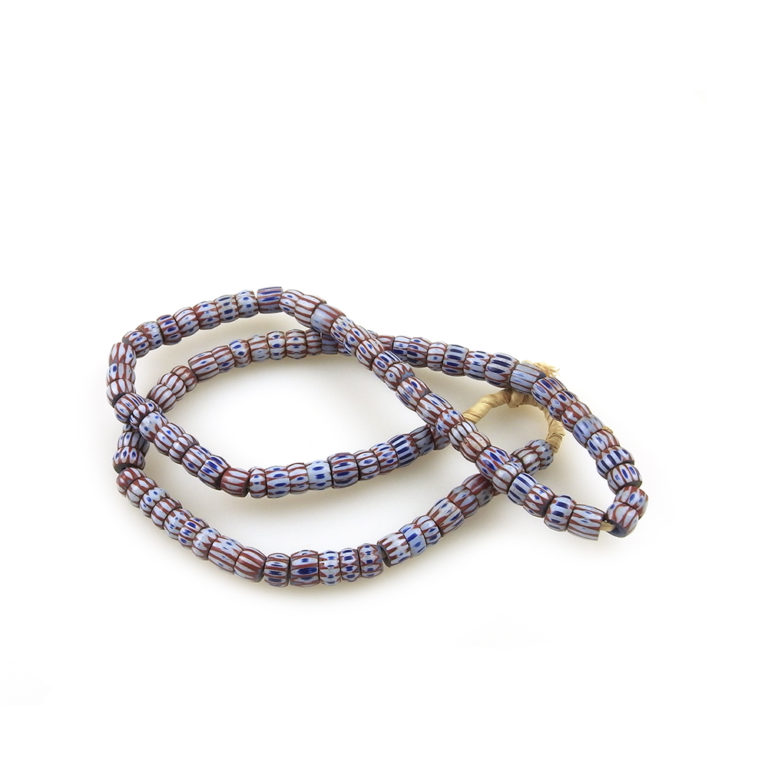 Antique Venetian Awale Chevron Glass Trade Beads Strand, Late 1800's - Image 3