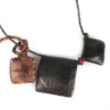 Three African Bambara Leather Amulets Magic Grigris Tribal Worn, Mali - Image 5