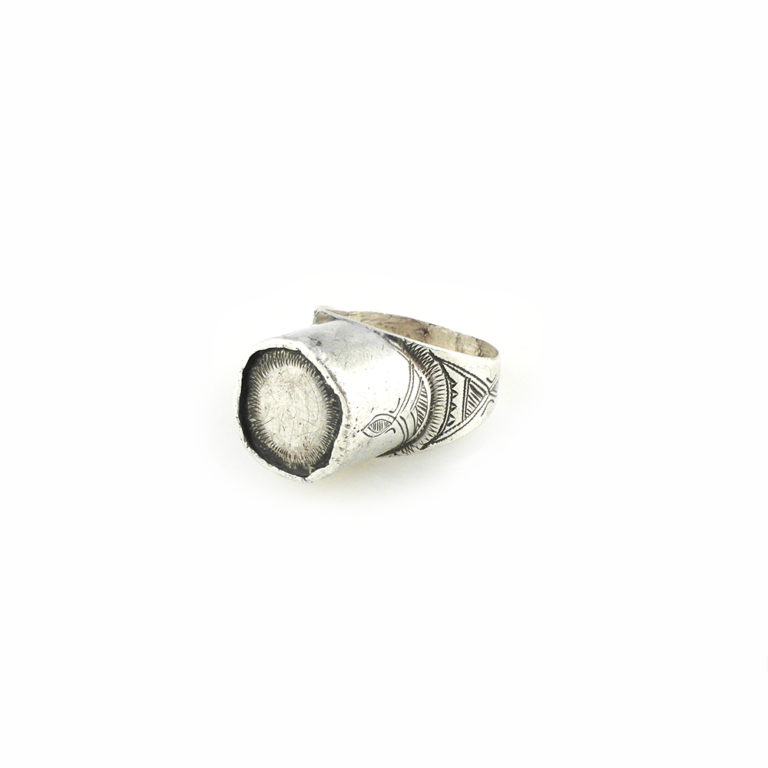 Old Tuareg Silver Ring Amulet-US Size 10 1/2, Mali - Image 2
