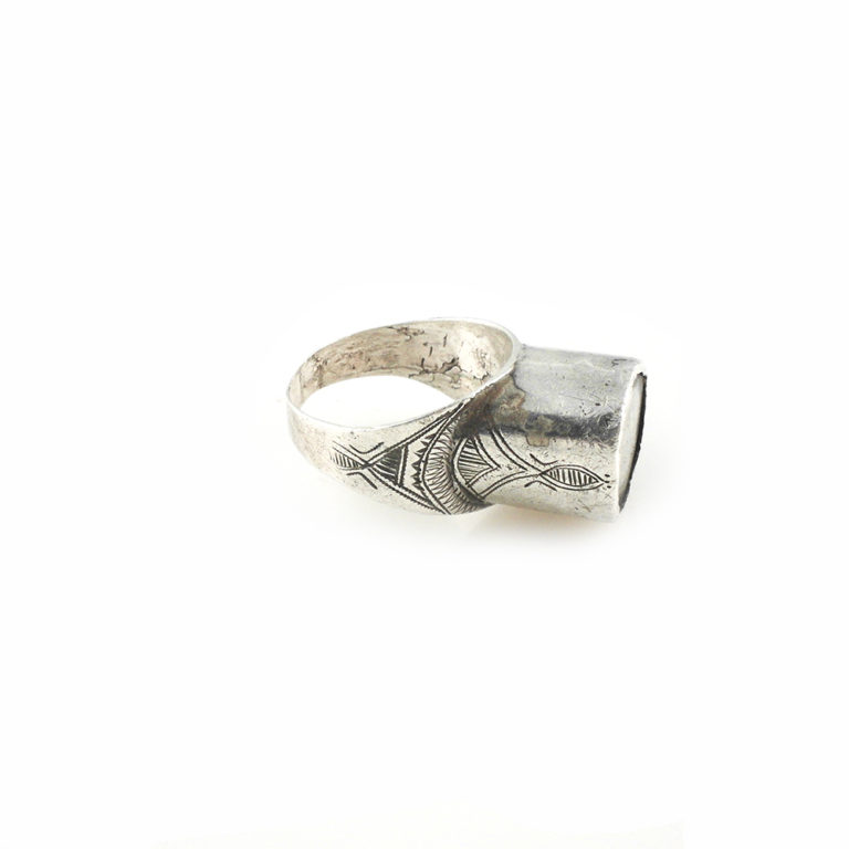 Old Tuareg Silver Ring Amulet-US Size 10 1/2, Mali - Image 3