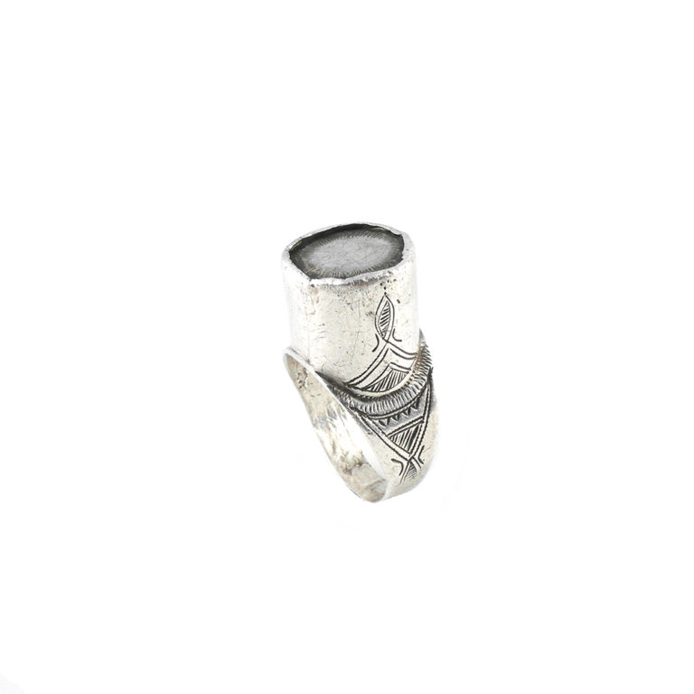 Old Tuareg Silver Ring Amulet-US Size 10 1/2, Mali - Image 4