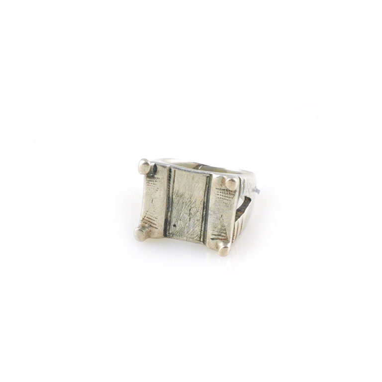 Tuareg Silver Amulet Ring of Camel Saddle-Ring Size 10 1/2, Mali